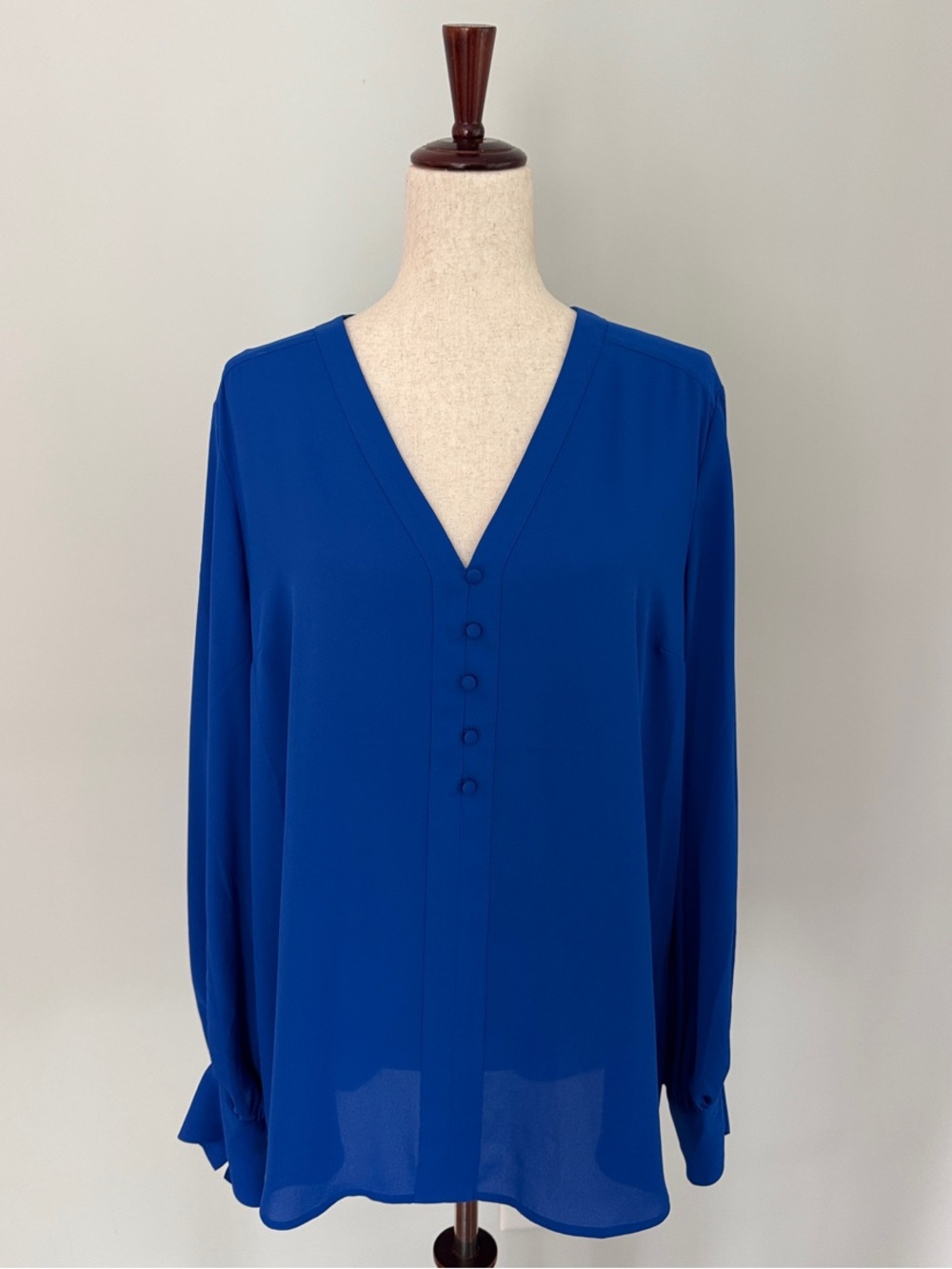 Express Classic V-Neck Button-Front Blouse in Royal Blue - NWT